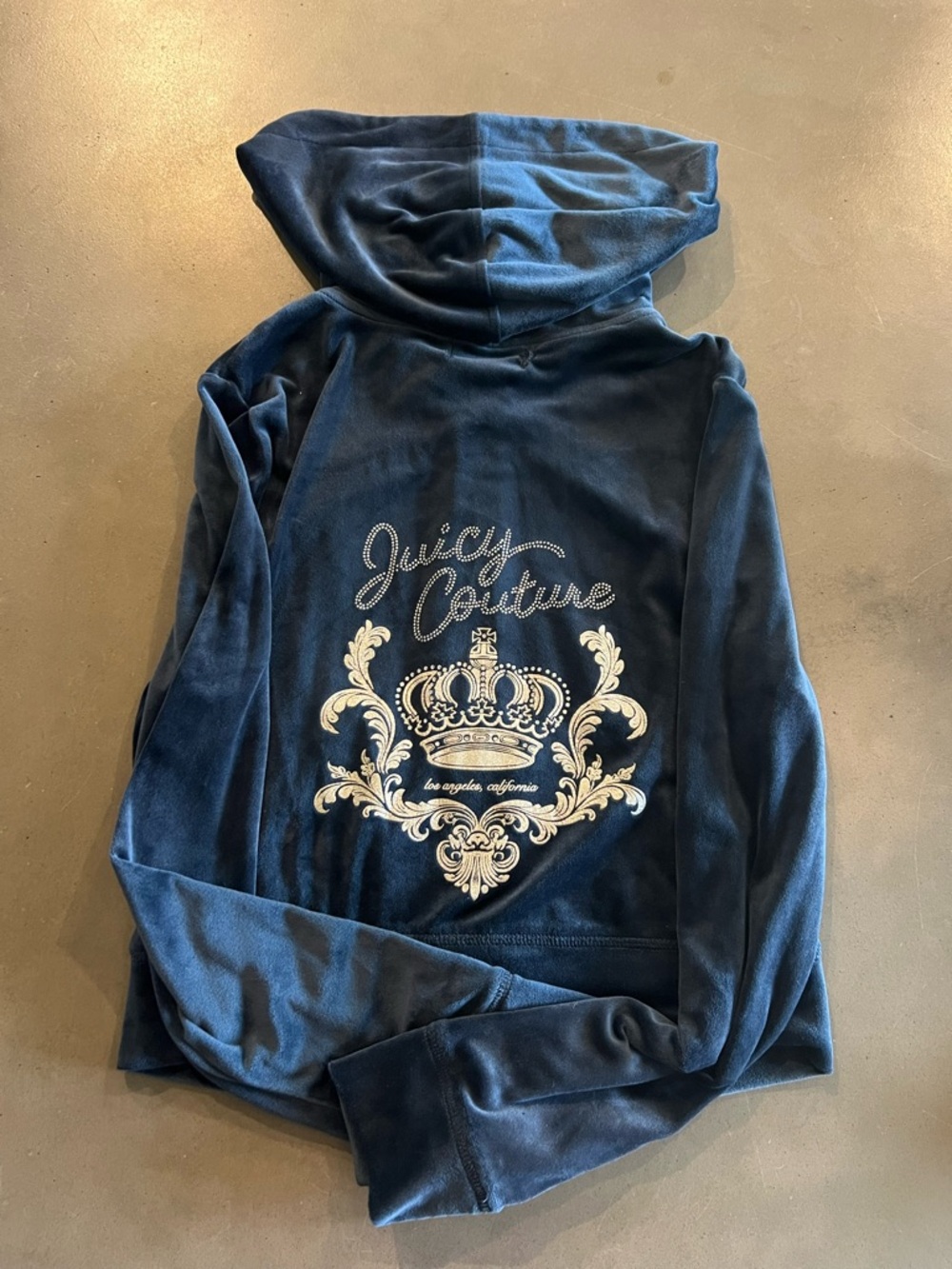 Juicy Couture Dark Blue Velour Zip Hoodie with J Pull